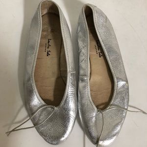 London Sole silver ballet flats